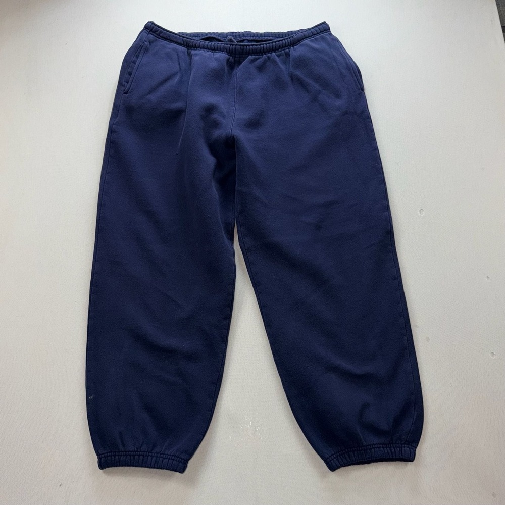 Cheetah Men's Navy Blue Fleece Sweatpants with Elastic Cuffs Size Large